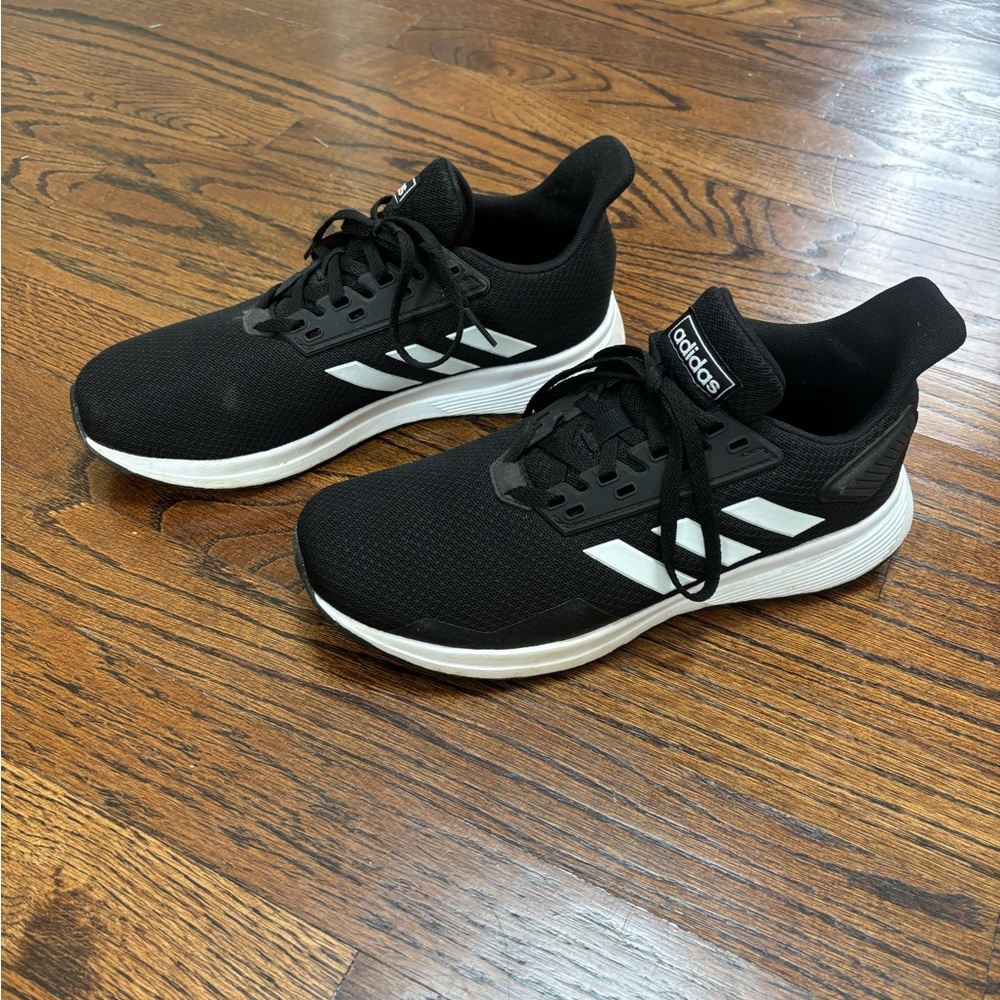 Adidas Black Mesh Sneakers with White Stripes
